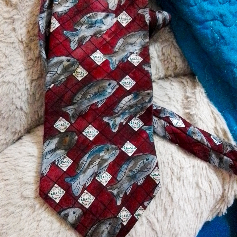 TIE Tabasco vintage 100% silk chili peppers neck tie 80s collector Rare